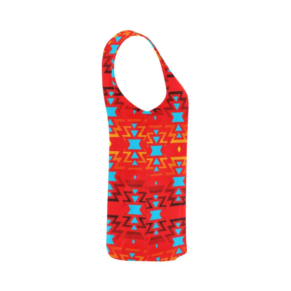 Big Pattern Fire Colors and Sky Sierra Tank Top for Women