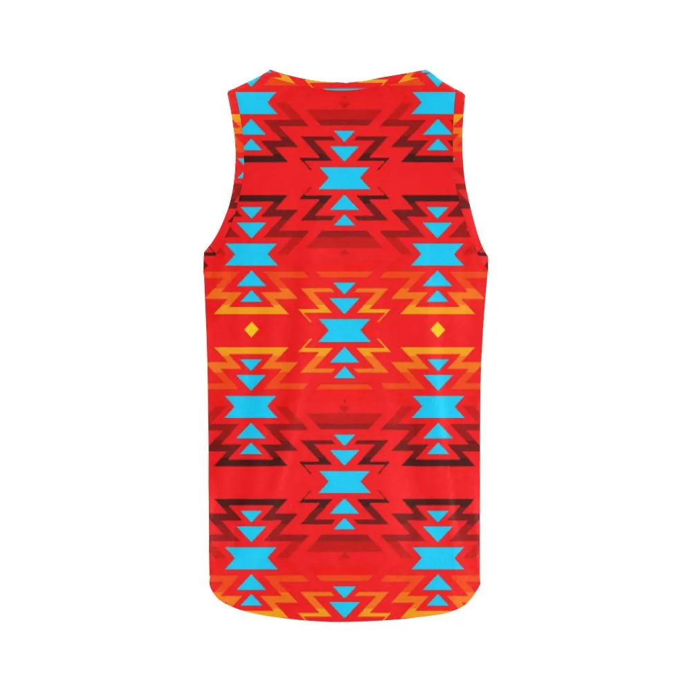 Big Pattern Fire Colors and Sky Sierra Tank Top for Women