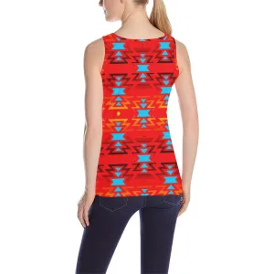 Big Pattern Fire Colors and Sky Sierra Tank Top for Women