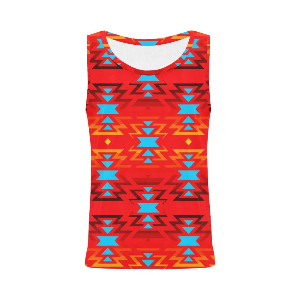 Big Pattern Fire Colors and Sky Sierra Tank Top for Women