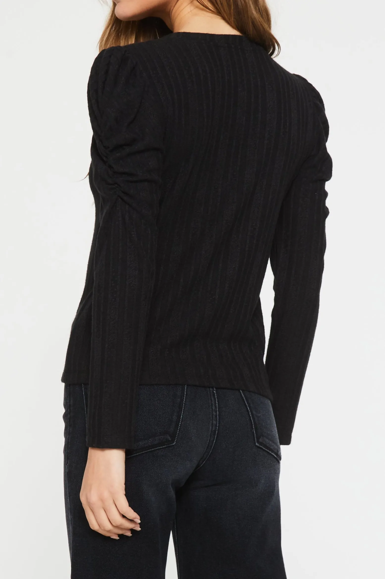 BILLY SHIRRED TOP BLACK