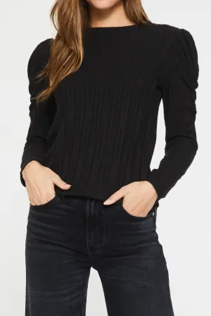 BILLY SHIRRED TOP BLACK