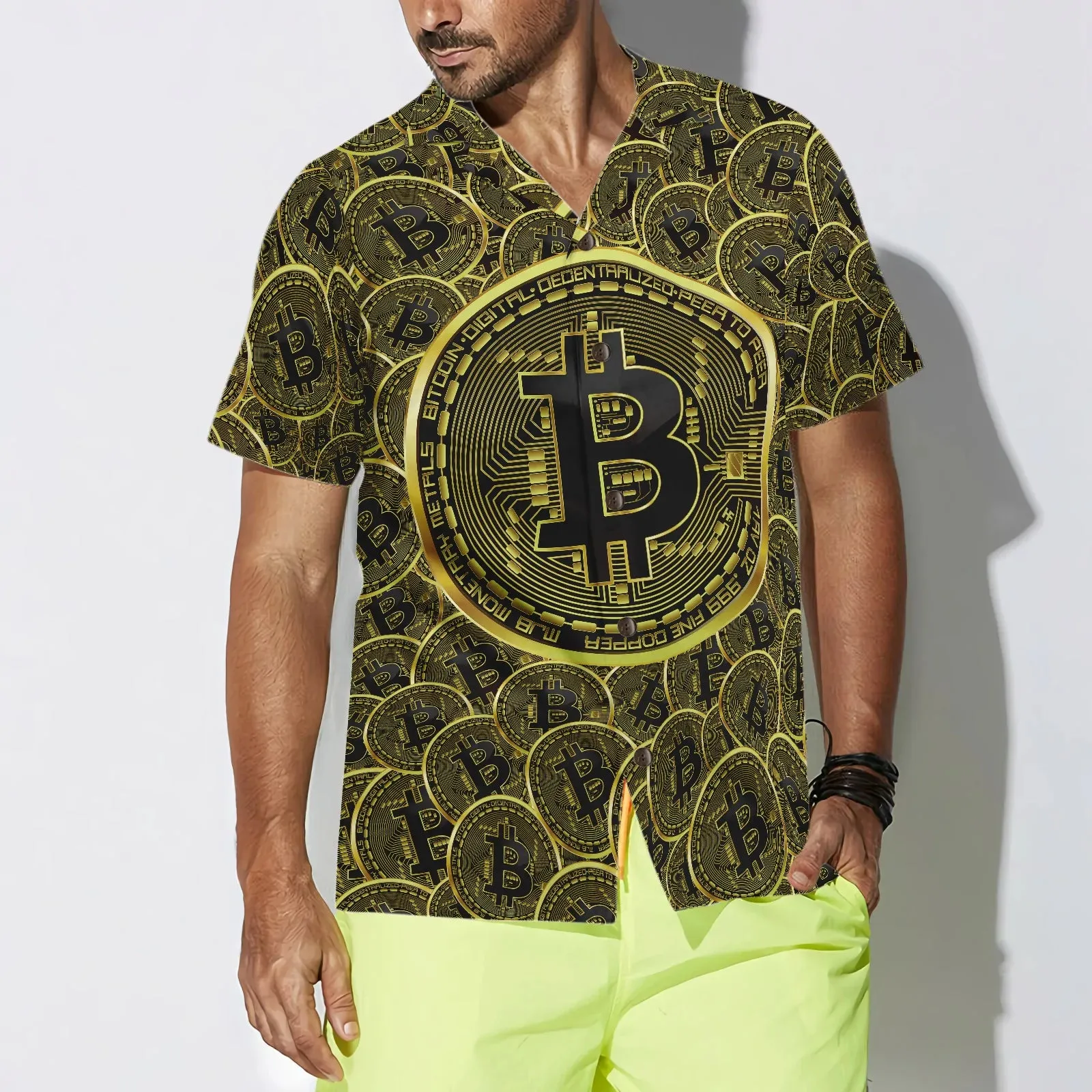 Bitcoins Hawaiian Shirt, Bitcoins Aloha Shirt For Men - Perfect Gift Husband, Boyfriend, Family, Friends