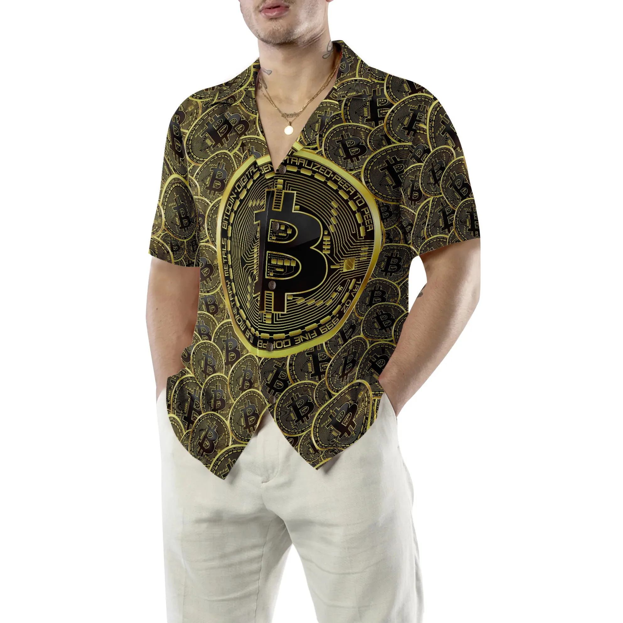 Bitcoins Hawaiian Shirt, Bitcoins Aloha Shirt For Men - Perfect Gift Husband, Boyfriend, Family, Friends