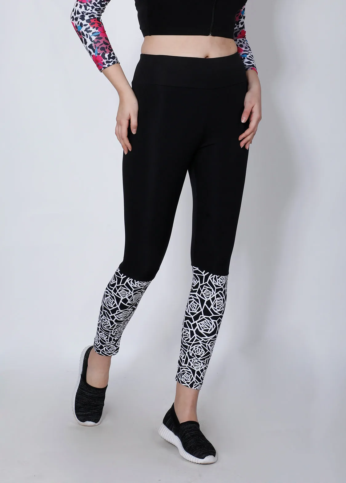 Black & White Spiral 2Tone Tights