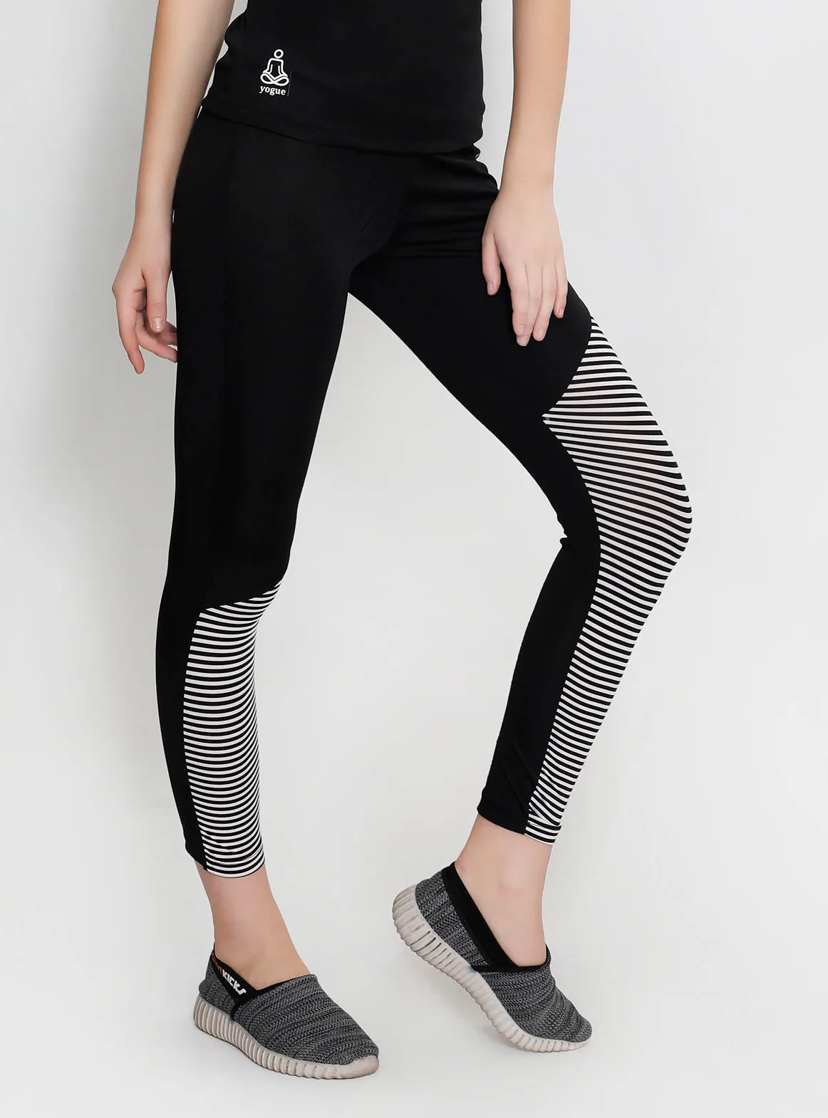 Black & White Stripes SlantCut Tights
