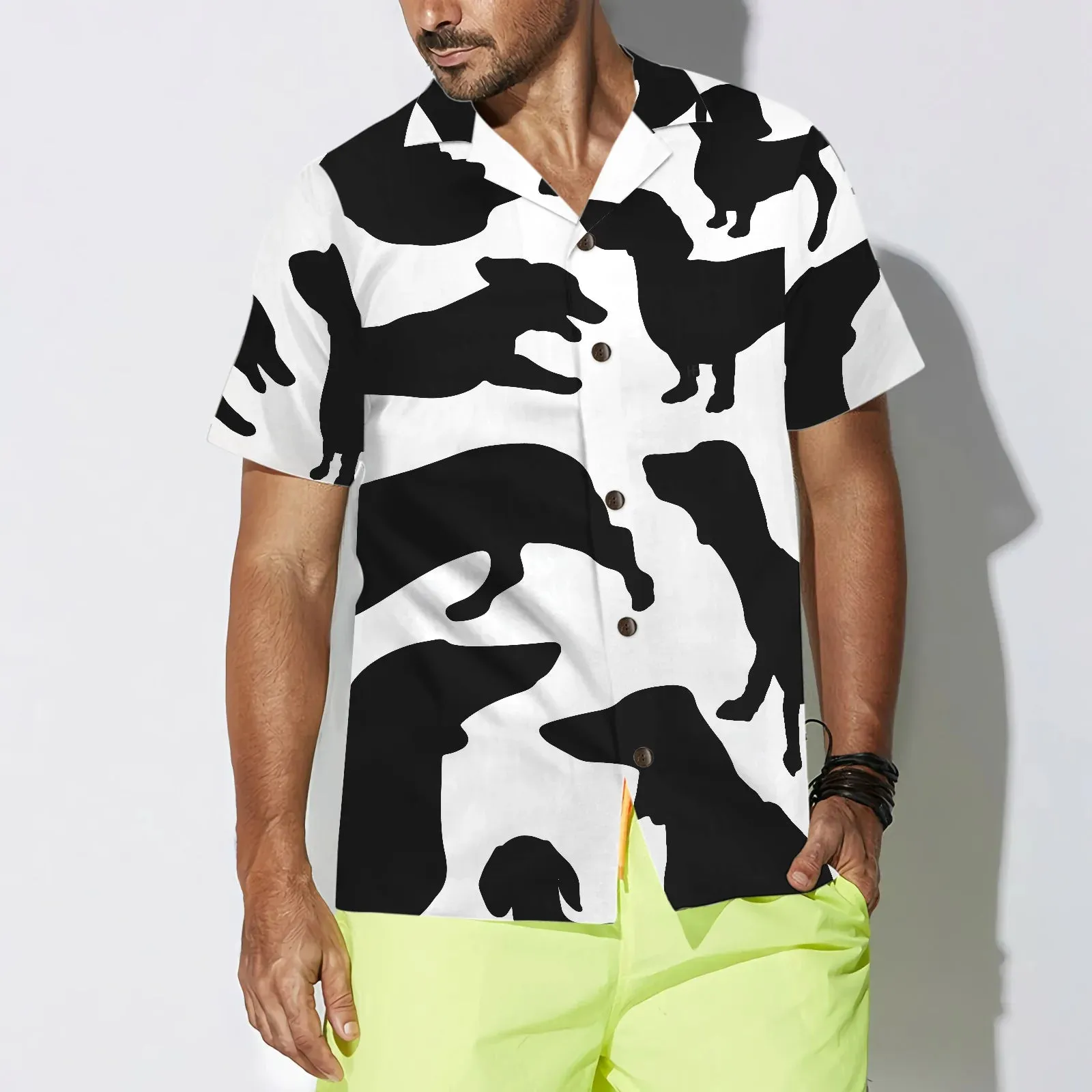 Black And White Dachshunds Hawaiian Shirt, Dachshunds Hawaiian Shirt For Men & Women - Perfect Gift Dog Dad, Dog Mom, Dog Lover Family, Friends