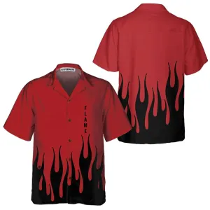 Black Flame Hawaiian Shirt, Short Sleeve Flame Shirt For Men, Flame Print Shirt, Anniversary, Valentine Gift For Husband, Boyfriend, Lovers