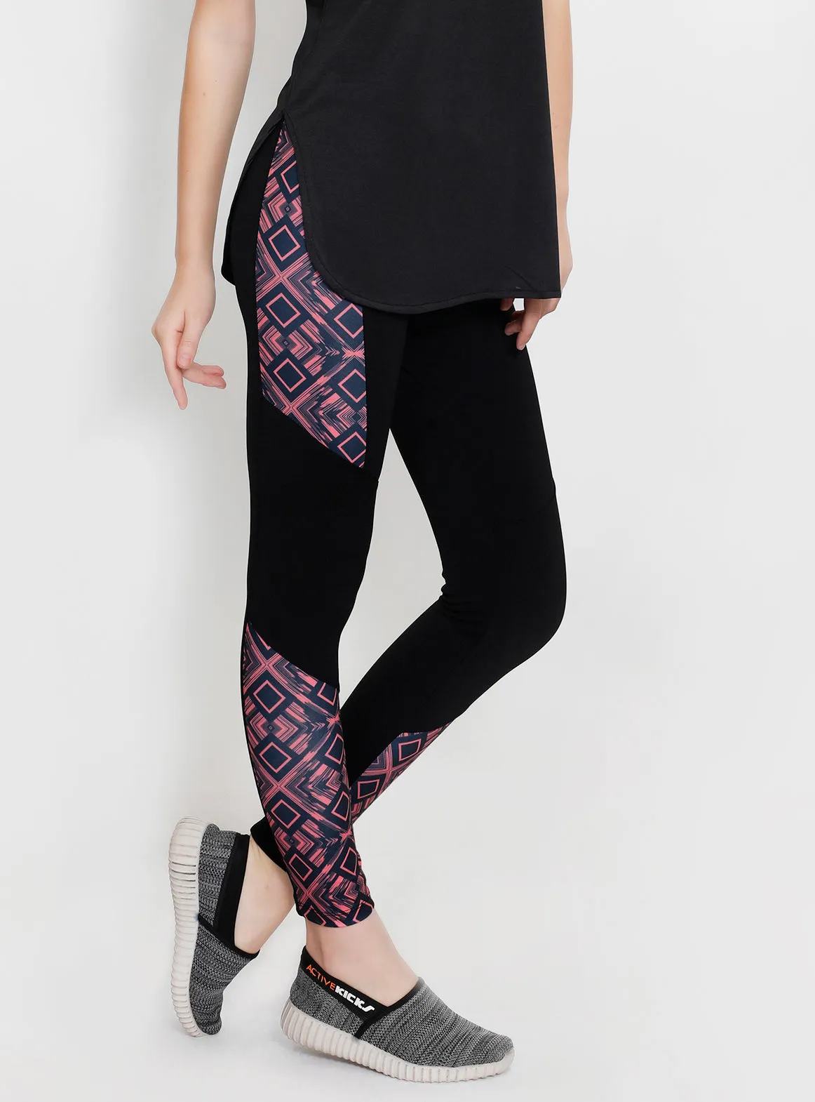 Black Square Panel Tights