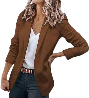 Blazers for Women Business Casual Blazers Open Front Long Sleeve Work Office Suit Jackets Fall Outerwear with Pockets