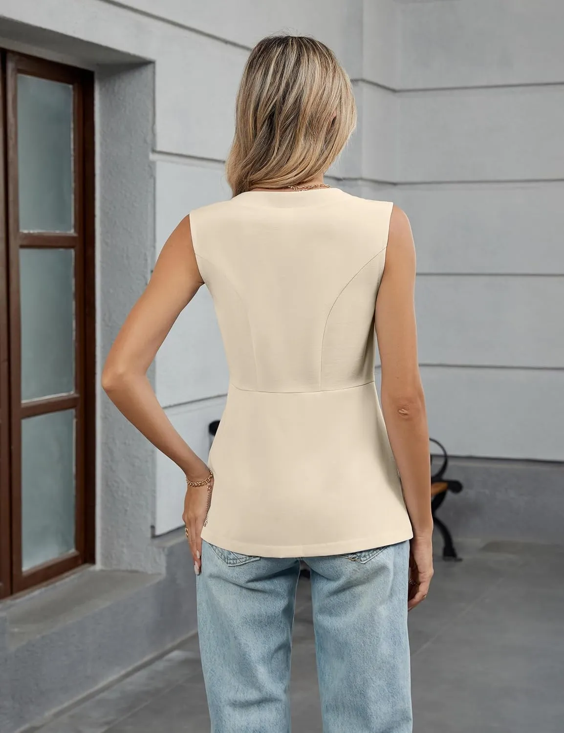 Blooming Jelly Womens Summer Tank Tops Button Down Sleeveless Vest Dressy Casual Blouses Business V Neck Outfits