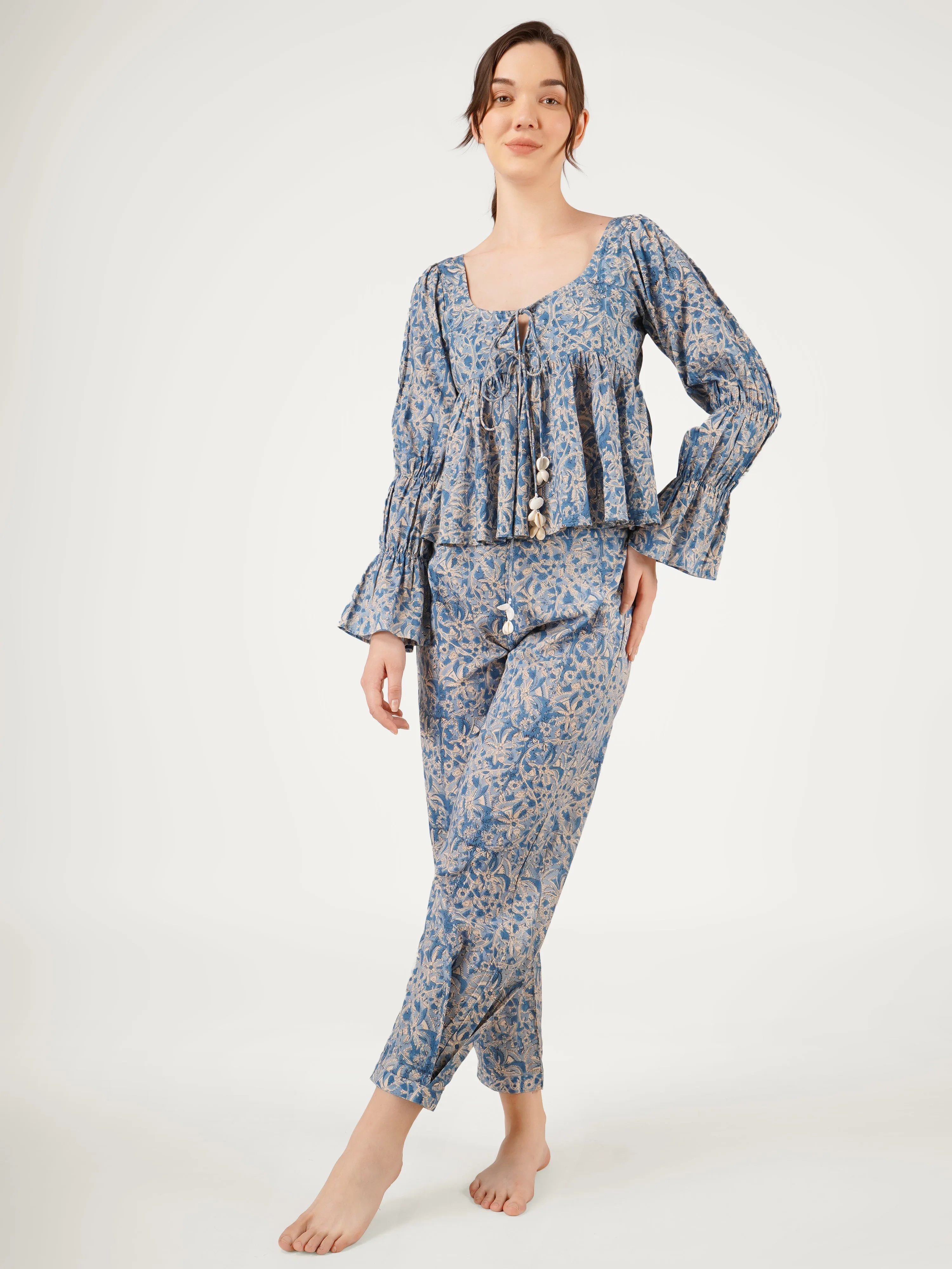 Blue Cotton Printed Co-Ord Set