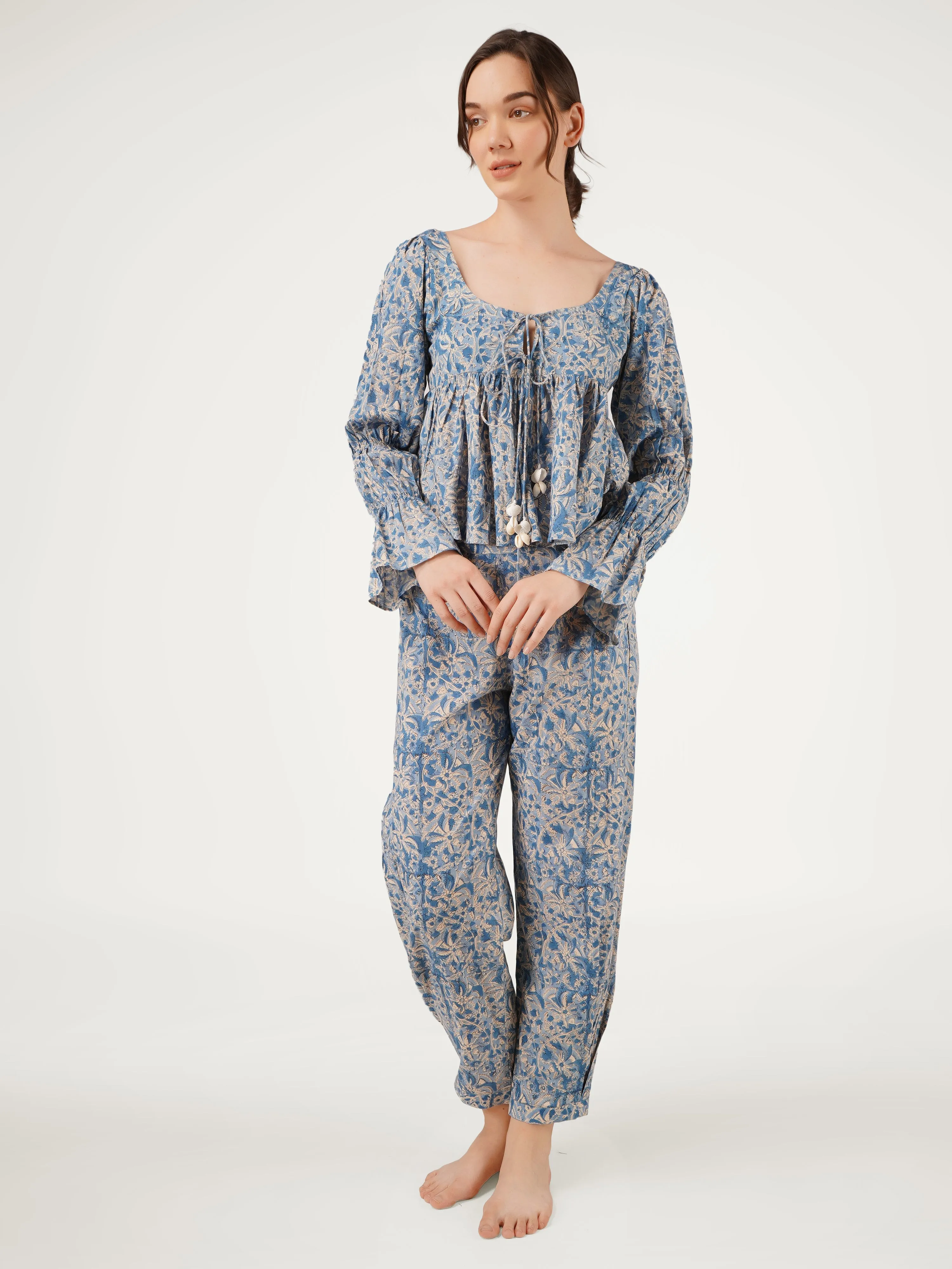 Blue Cotton Printed Co-Ord Set