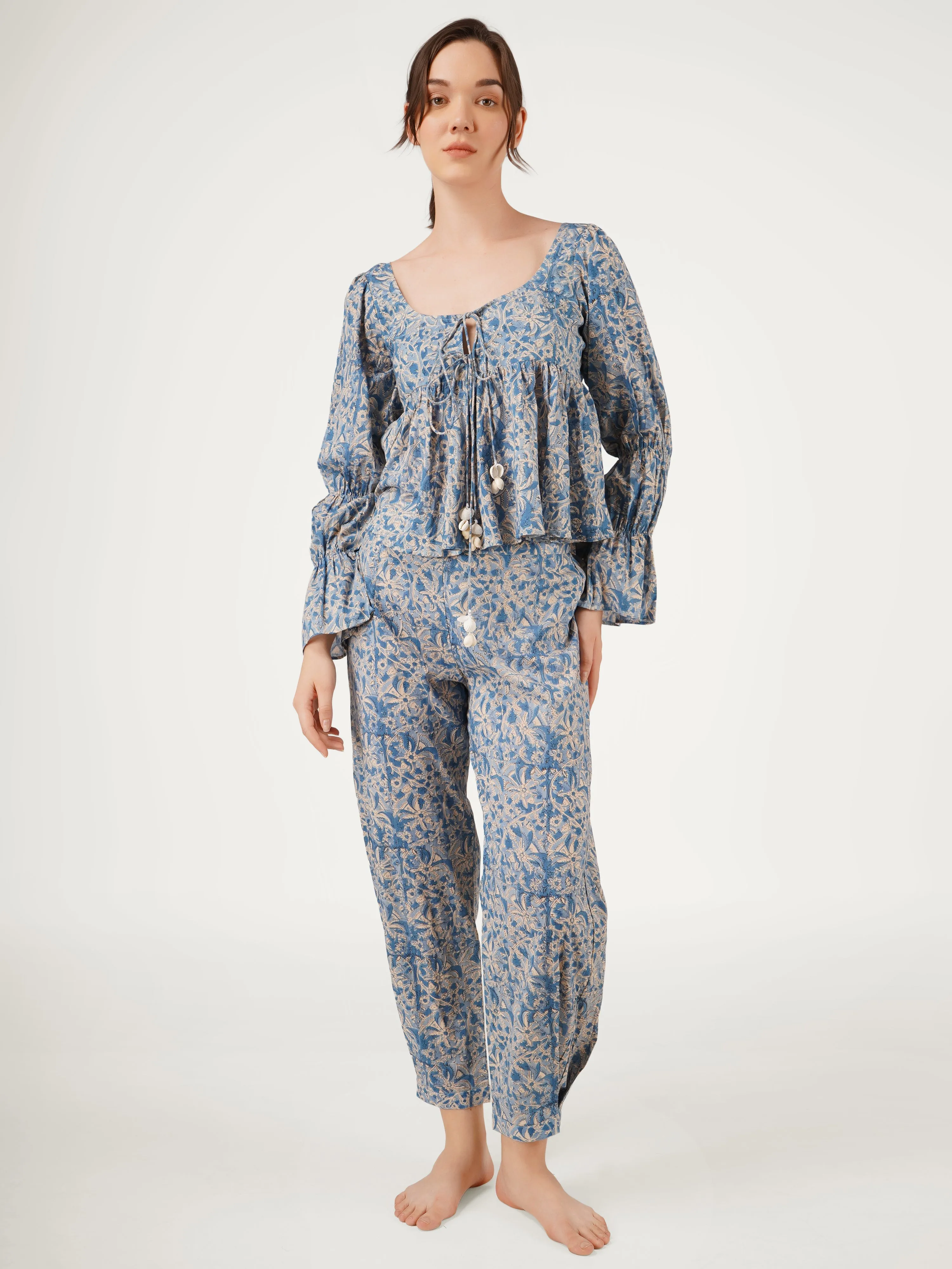 Blue Cotton Printed Co-Ord Set