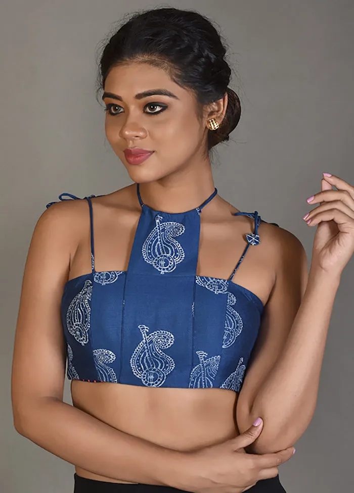 Blue Cotton Silk Designer Blouse