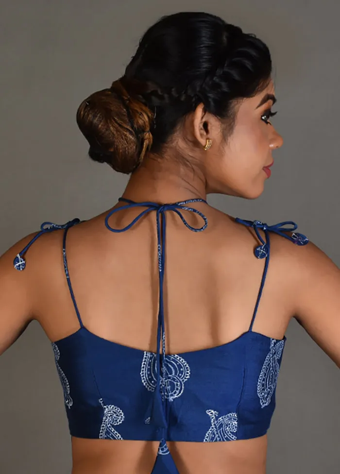 Blue Cotton Silk Designer Blouse