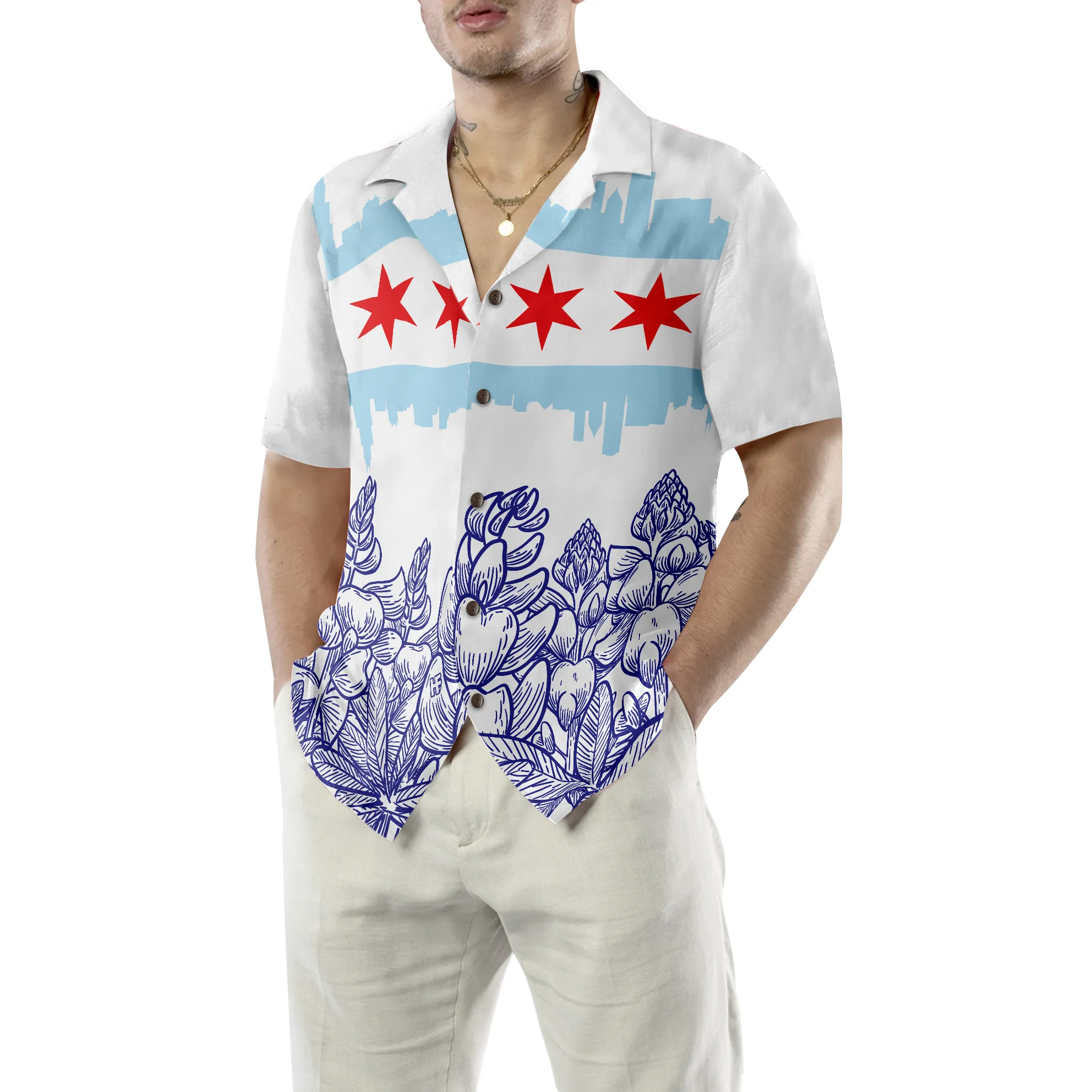 Bluebonnet Flag High Rise Building Hawaiian Shirt, Best Gift For lover, Friend, Family