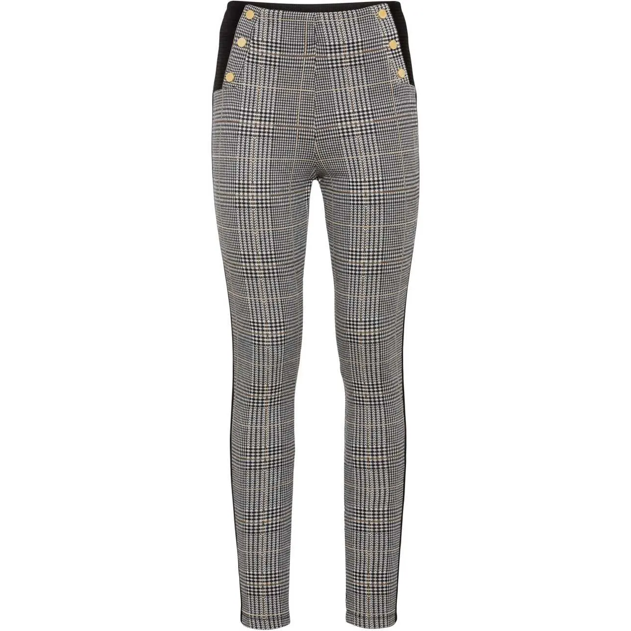 Bodyflirt Black Checked Piped Stretch Trousers