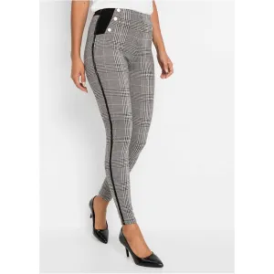 Bodyflirt Black Checked Piped Stretch Trousers