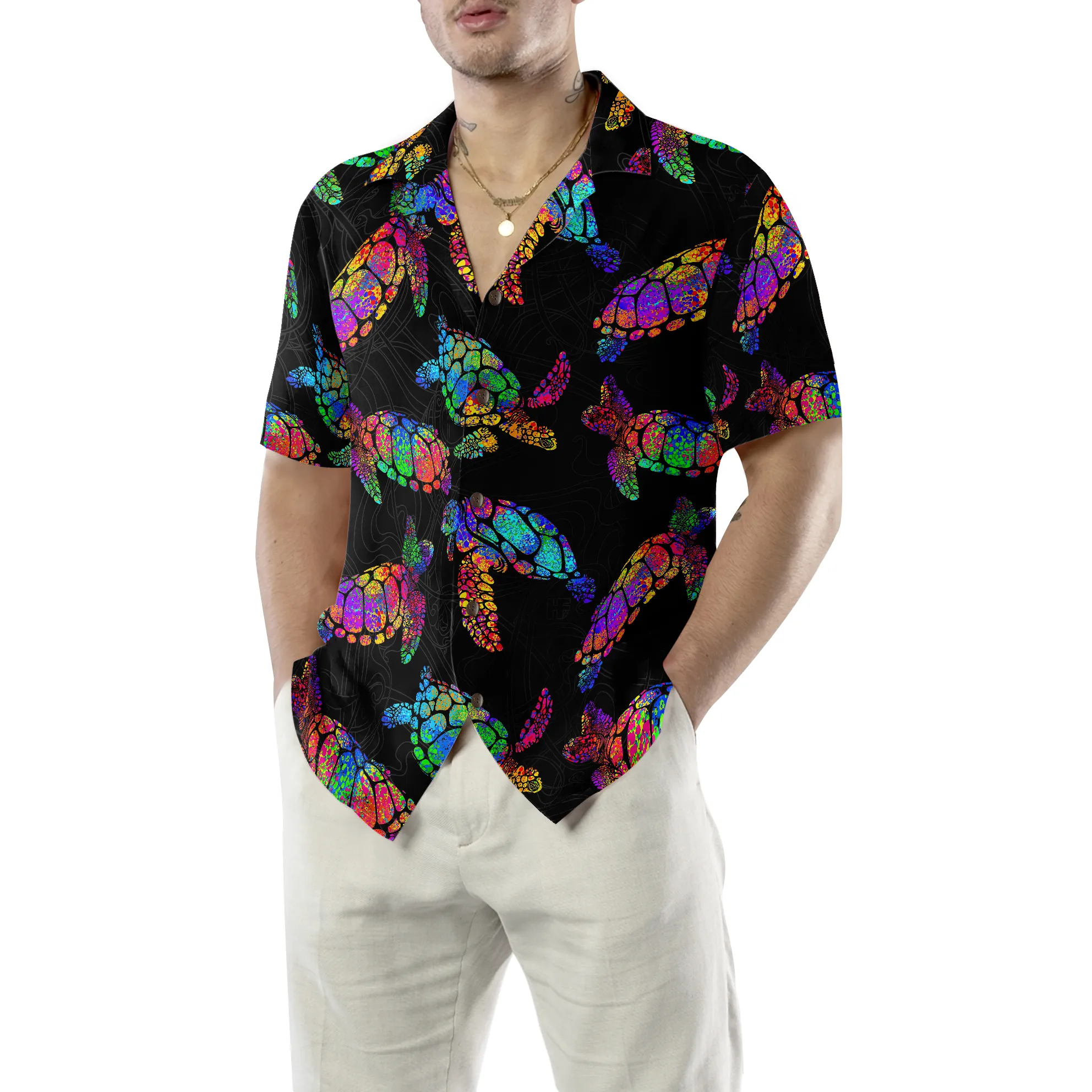 Boho Style Sea turtle Hawaiian Shirt, Best Gift For Husband, Wife, Boyfriend, Girlfriend, Friend, Family