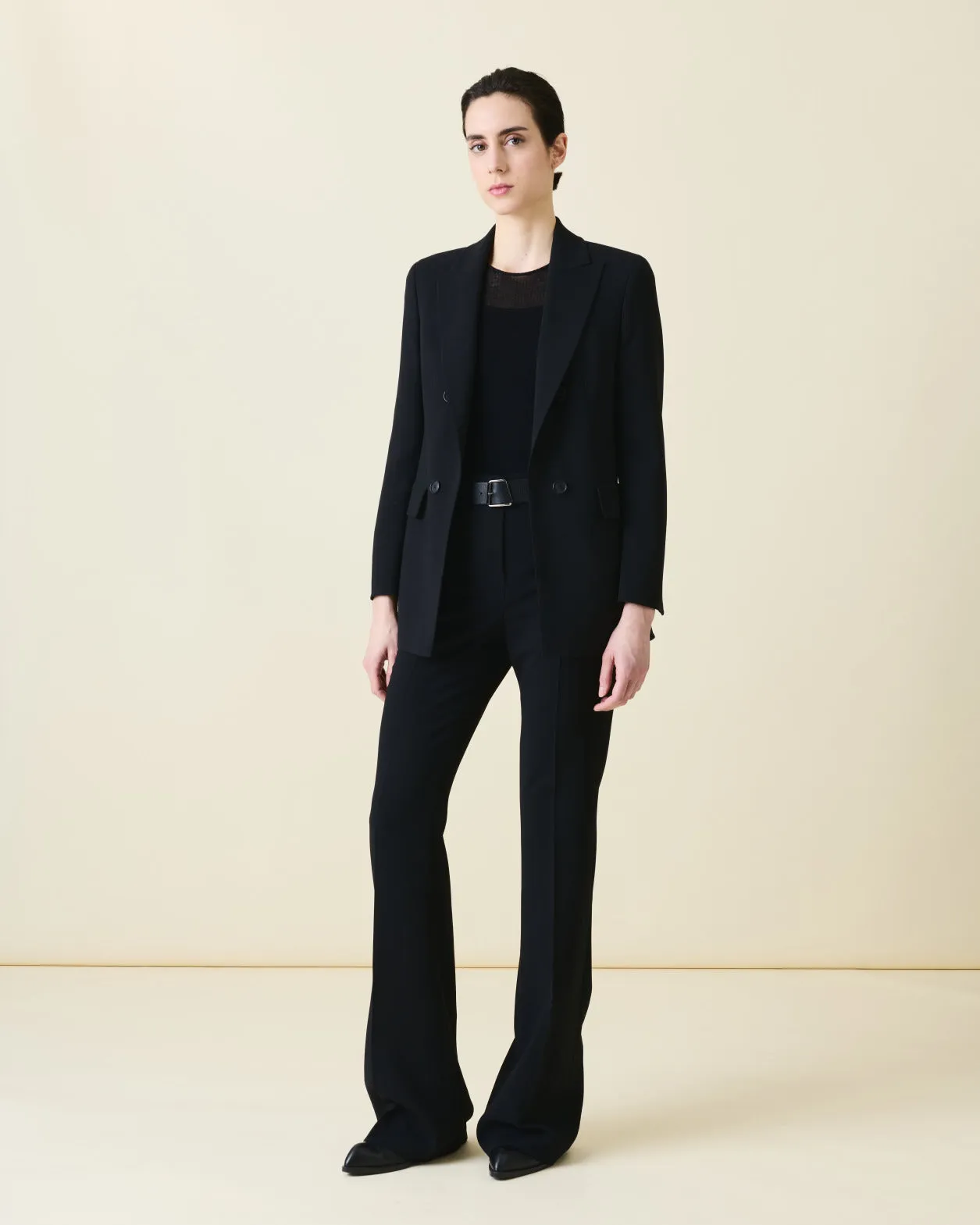 Bootcut Wool Double-Face Pants
