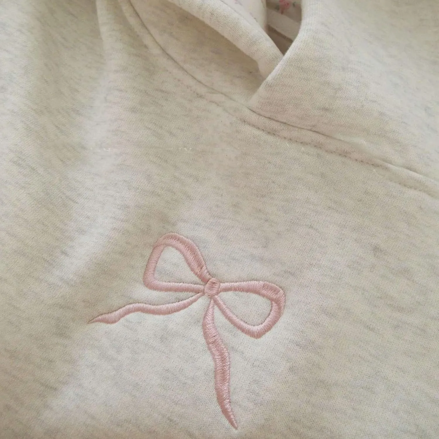 Bow Hoodies For Women Oversized Embroidered Trendy Preppy Cute A Pink Puff Sweatshirts Casual Aesthetic Pullover Tops