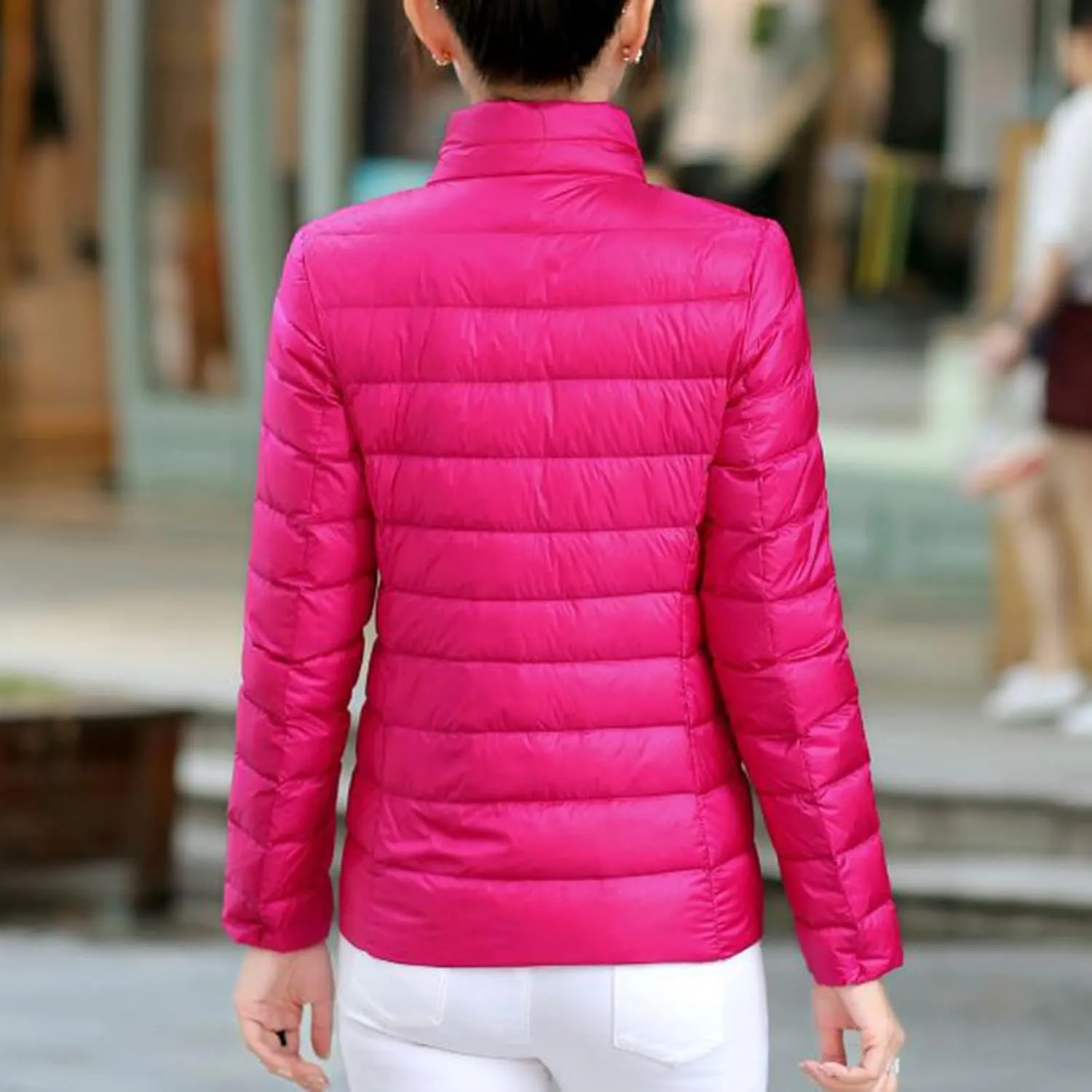 BOXIACEY Women's Puffer Jacket - Packable, Lightweight Down Jacket with Stand Collar, Quilted, Pockets