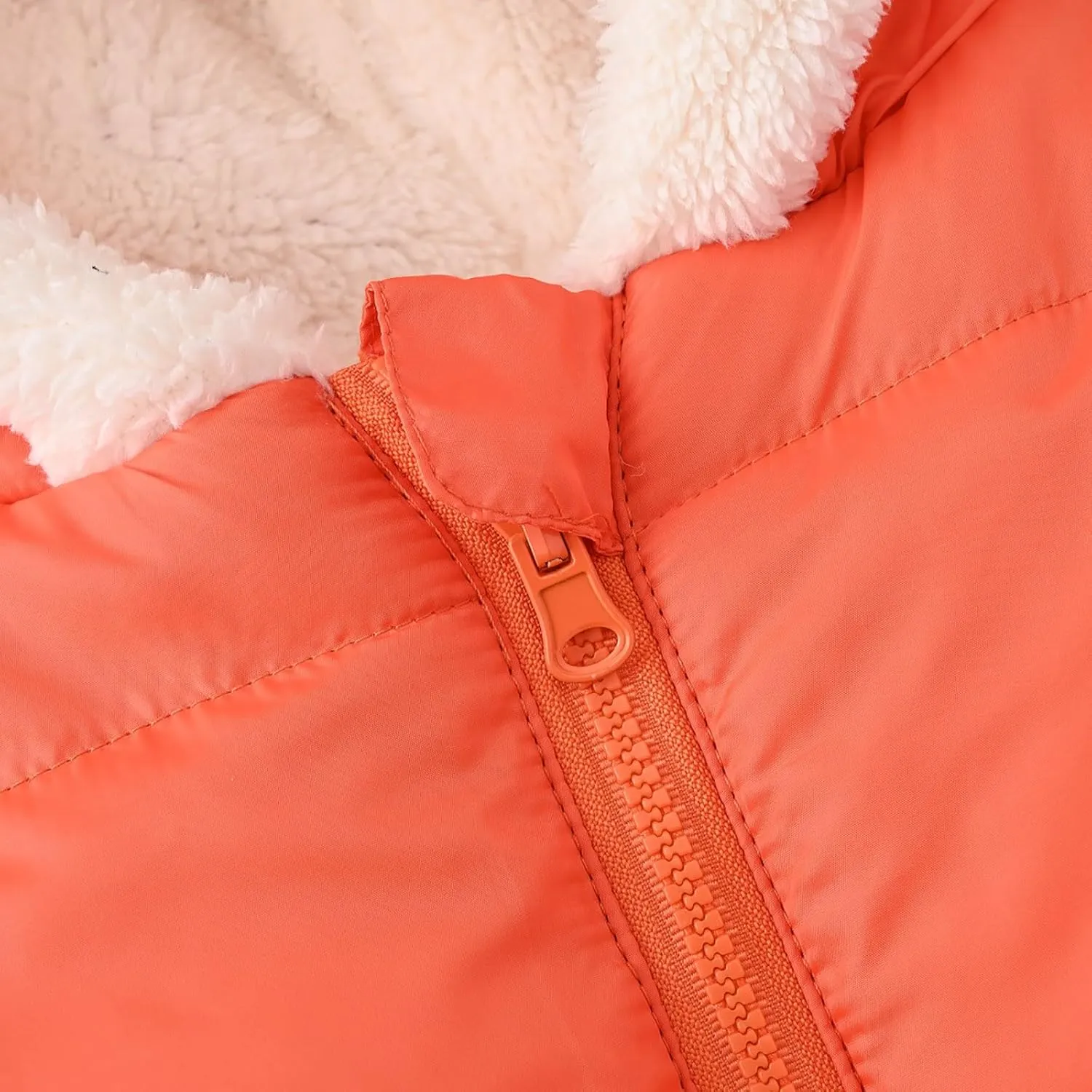 Boys And Girls Middle Children Solid Color Ears Cute Pocket Short Cotton Padded Children's Coat Falls Snowsuit