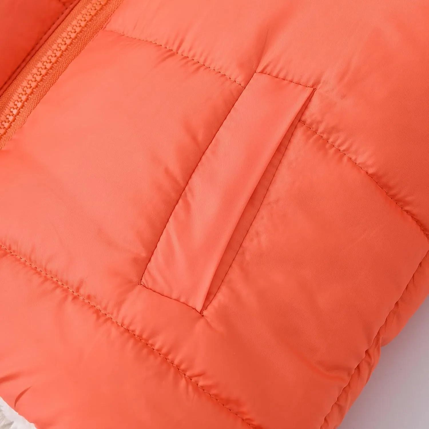 Boys And Girls Middle Children Solid Color Ears Cute Pocket Short Cotton Padded Children's Coat Falls Snowsuit