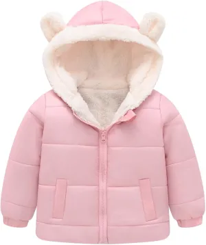 Boys Girls Children Solid Color Ears Cute Pocket Short Cotton Padded Childrens Coat Fancy Toddler Girl Long Coat Clothes