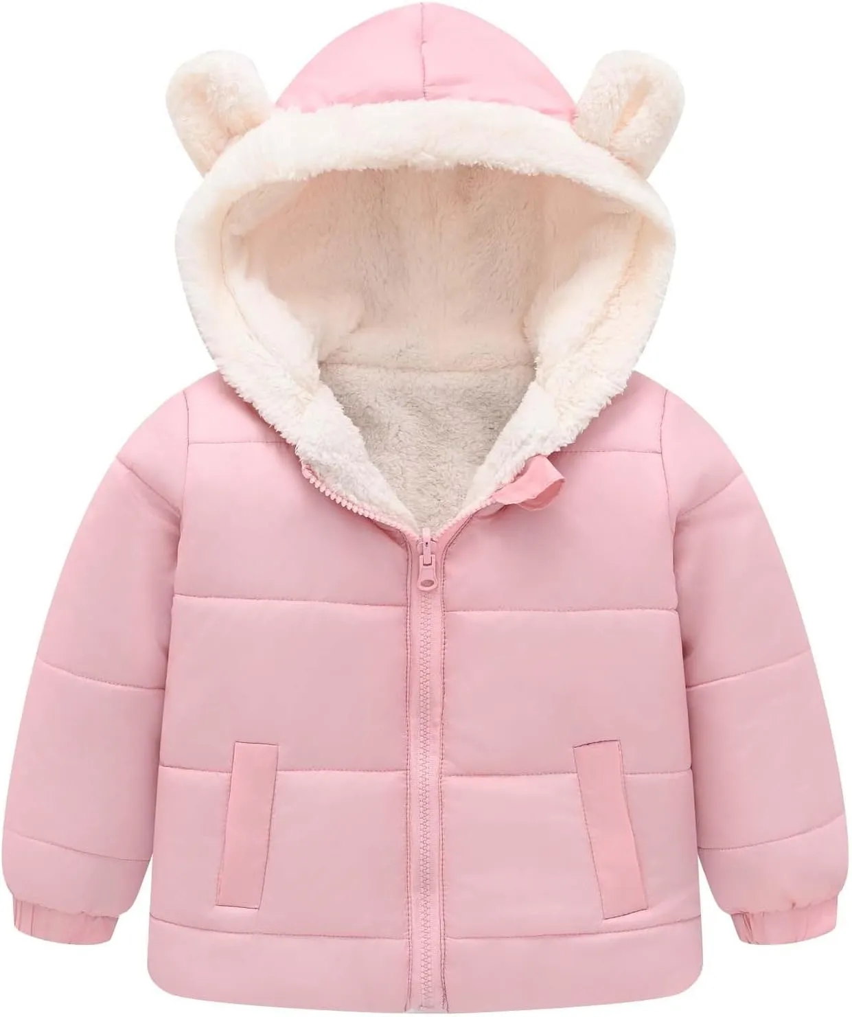 Boys Girls Children Solid Color Ears Cute Pocket Short Cotton Padded Childrens Coat Fancy Toddler Girl Long Coat Clothes