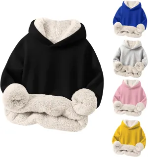 Boys Girls Fleece Lined Sherpa Hoodie Kids Warm Winter Hoodies Thicken Pullover Hooded Sweatshirt Sweater