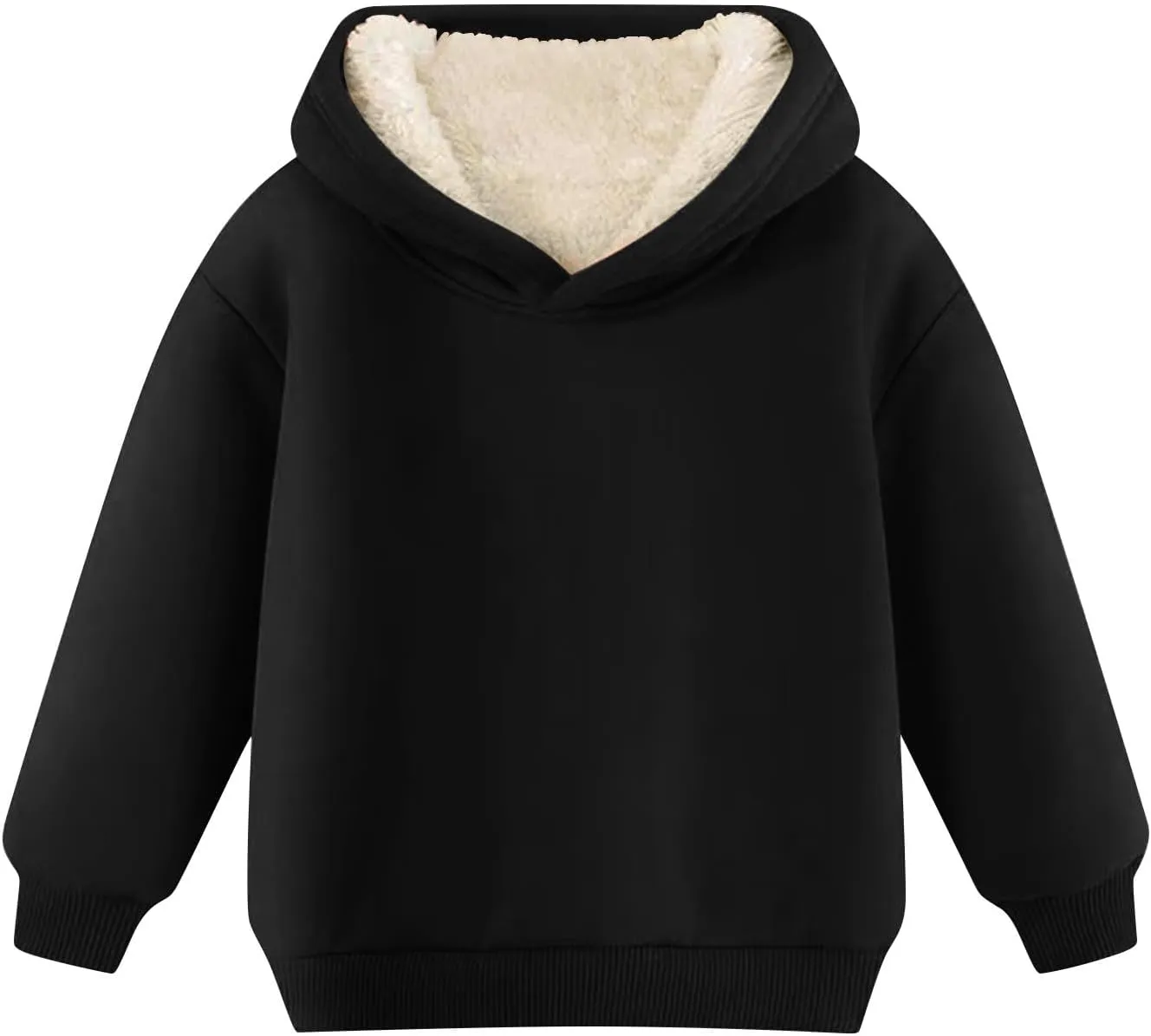 Boys Girls Fleece Lined Sherpa Hoodie Kids Warm Winter Hoodies Thicken Pullover Hooded Sweatshirt Sweater
