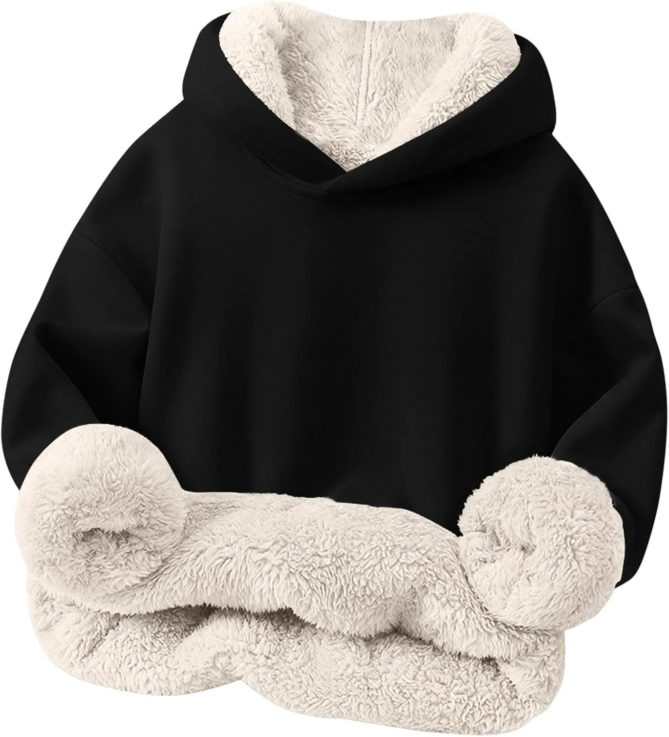 Boys Girls Fleece Lined Sherpa Hoodie Kids Warm Winter Hoodies Thicken Pullover Hooded Sweatshirt Sweater