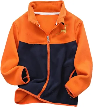 Boys Winter Jackets Coats Kids Boys Thick Cotton Padded Sports Jacket Sweatshirt Fleece Winter Coat (Orange, 5-6 Years)
