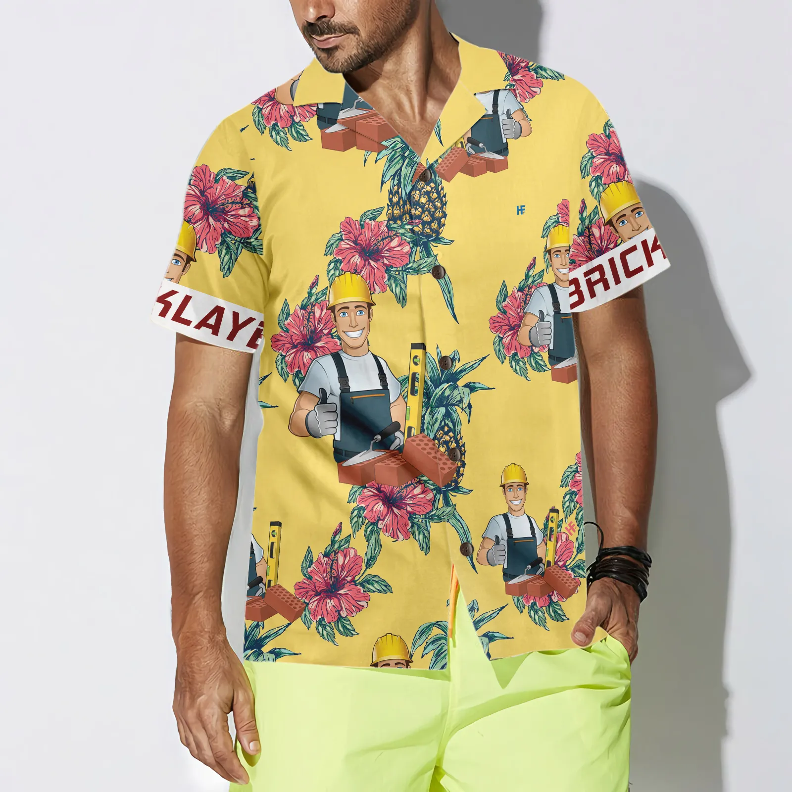 Bricklayer Pineapple Seamless Pattern Hawaiian Shirt, Best Gift For Bricklayer, Friend, Family