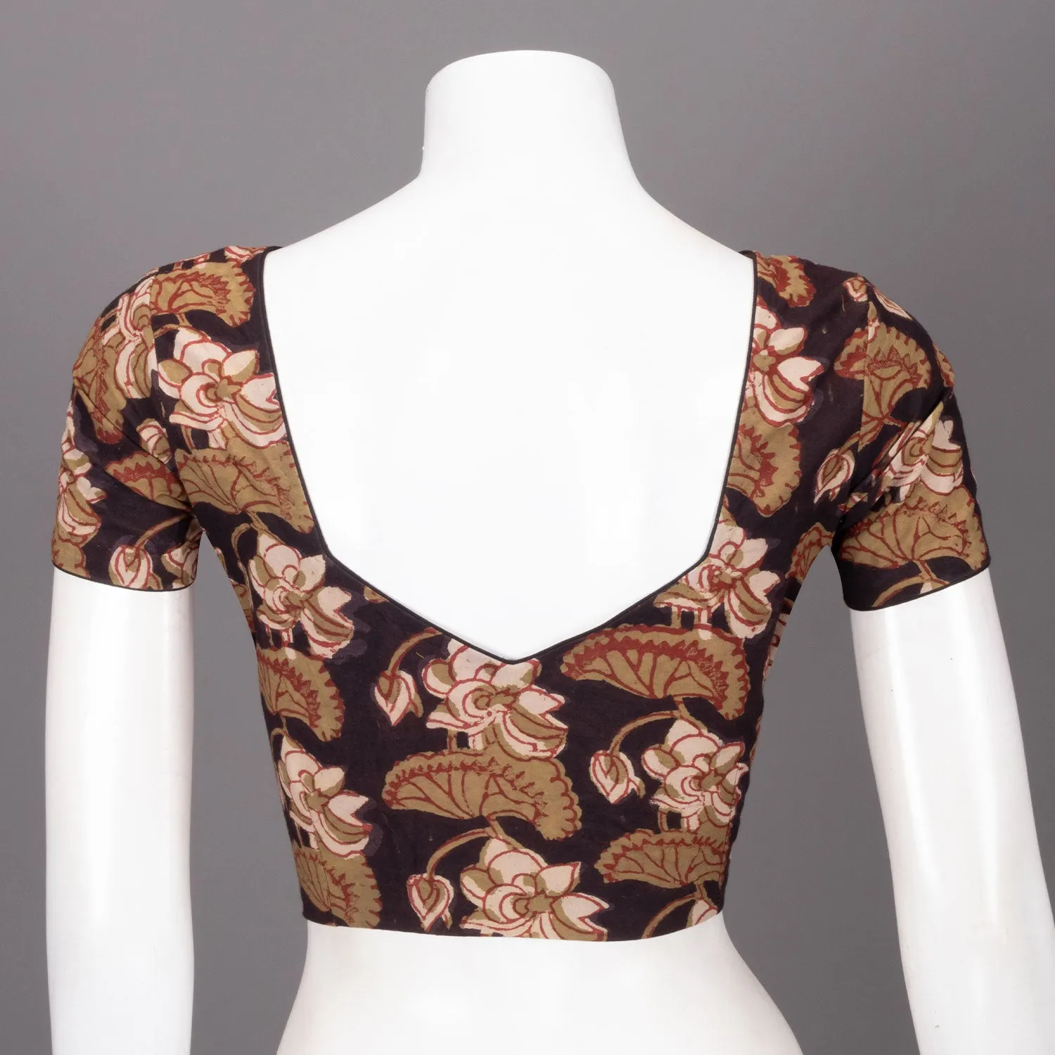 Brown Hand Block Jahota Printed Cotton Blouse 10074486