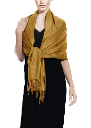 Brown Soft Silky Rayon Pashmina Shawl Wrap Scarf in Solid Color