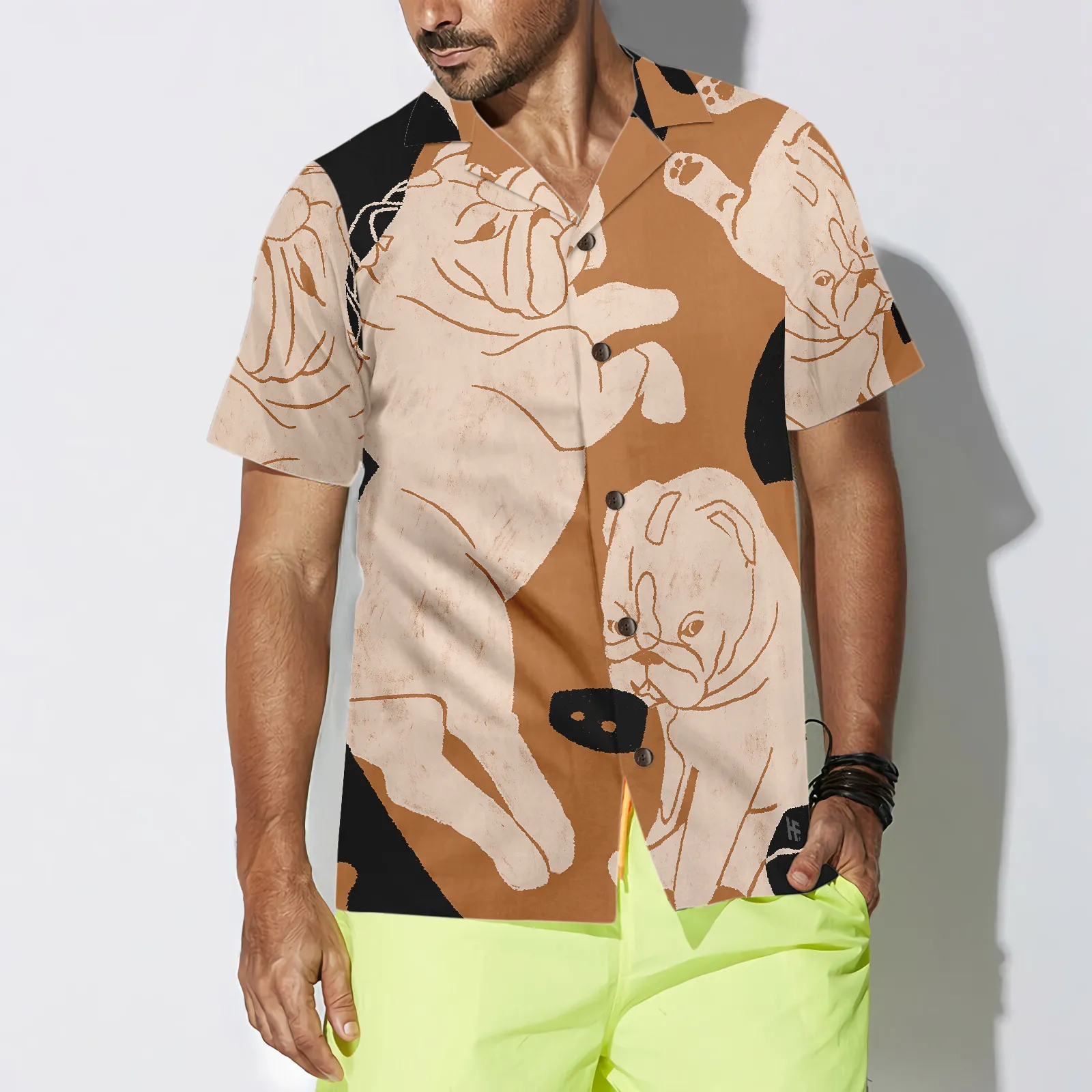 Bulldog Illustration Hawaiian Shirt, Best Gift For Bulldog Lover, Friend, Family