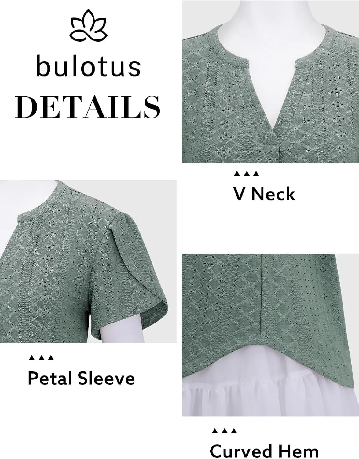 Bulotus Women Summer Casual Short Sleeve T-Shirts V Neck Tops Short Sleeve Loose Fit Tunic Blouses