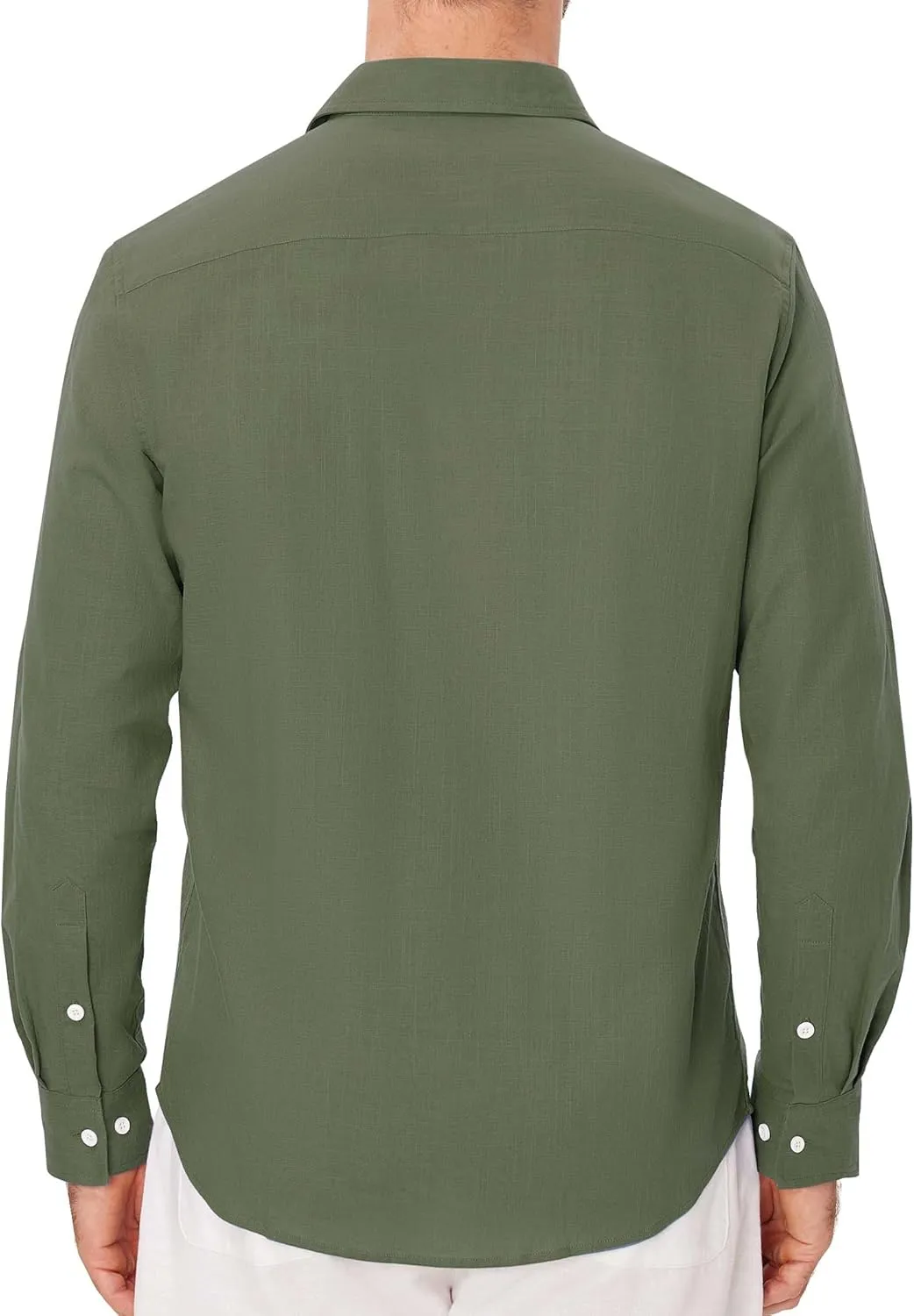 Button Down Linen Shirts for Men Casual Long Sleeve Shirts Cotton Linen Shirt with Pockets Speard Collar