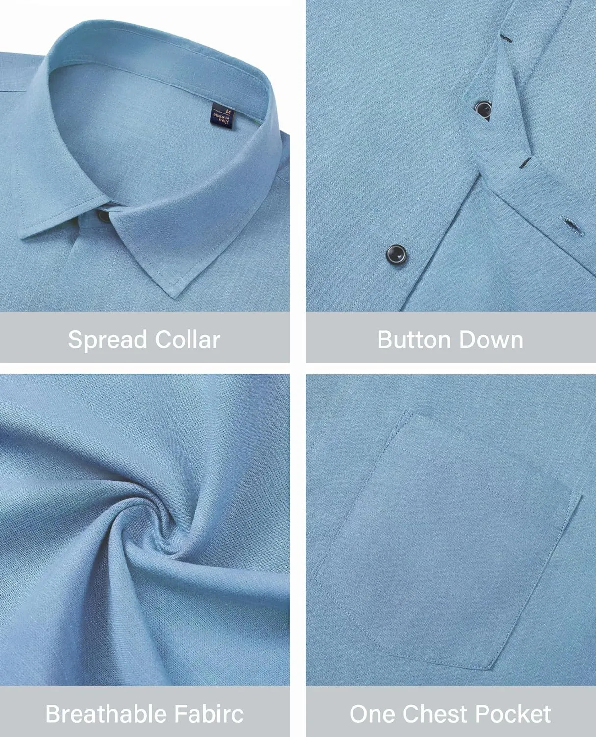 Button Down Linen Shirts for Men Casual Long Sleeve Shirts Cotton Linen Shirt with Pockets Speard Collar