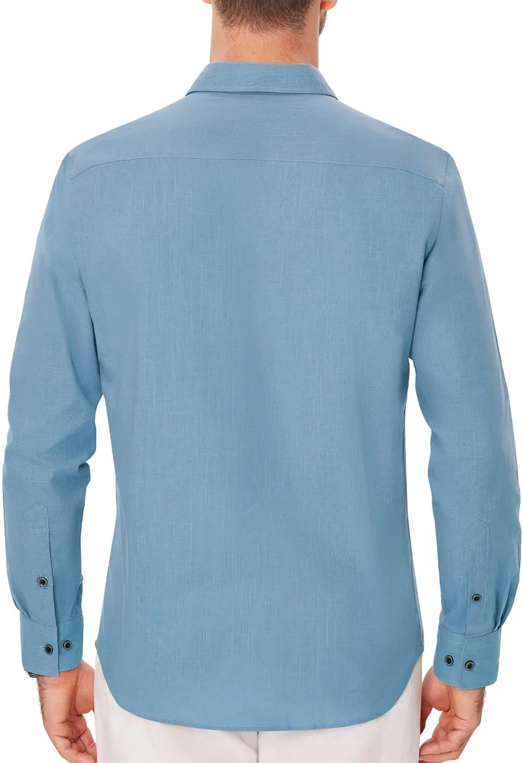 Button Down Linen Shirts for Men Casual Long Sleeve Shirts Cotton Linen Shirt with Pockets Speard Collar