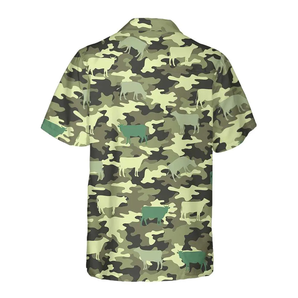 Camouflage Cow Hawaiian Shirt, Cow Shirt For Men & Women, Funny Cow Print Shirt, Best Gift For Friend, Family