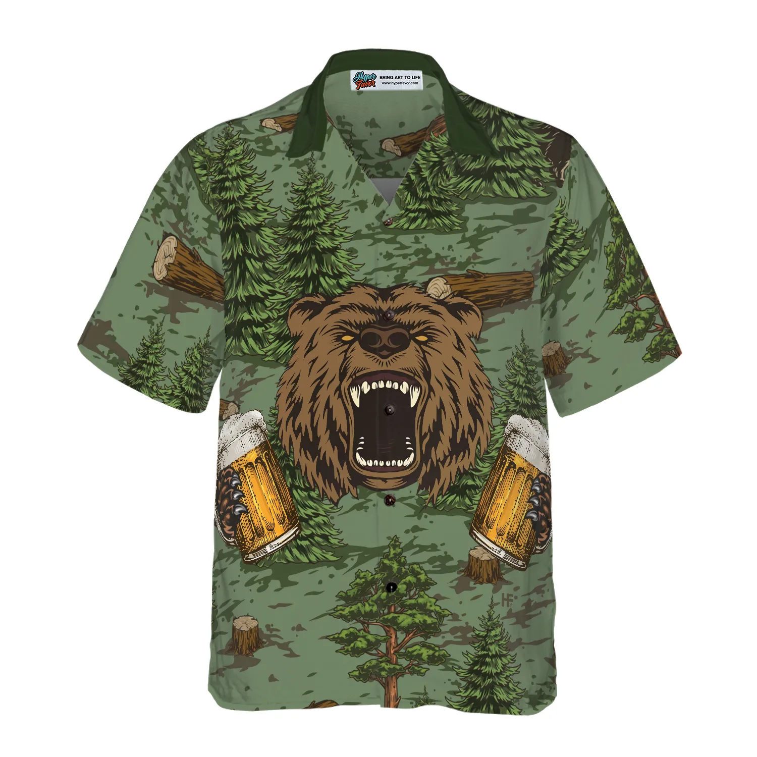 Camping Angry Bear Drink Beer Hawaiian Shirt,God Is Great Beer Is Good Hawaiian Shirt, Best Gift For Camping, Friend, Family