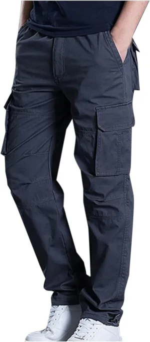 Cargo Pants for Men Big and Tall Relaxed Fit Cotton Work Pant Casual Business Outdoor Golf Trouser with Multi Pocket