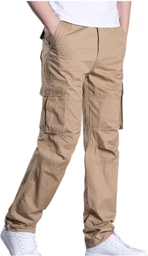 Cargo Pants for Men Big and Tall Relaxed Fit Cotton Work Pant Casual Business Outdoor Golf Trouser with Multi Pocket
