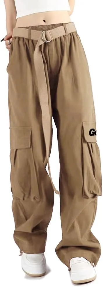 Cargo Pants Women with Pockets High Waist Baggy Casual Techwear Wide Leg Trousers Women Relaxed Fit Fashion Adjustable