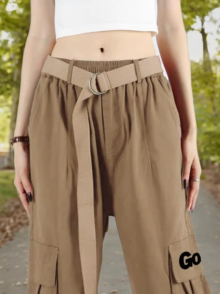 Cargo Pants Women with Pockets High Waist Baggy Casual Techwear Wide Leg Trousers Women Relaxed Fit Fashion Adjustable