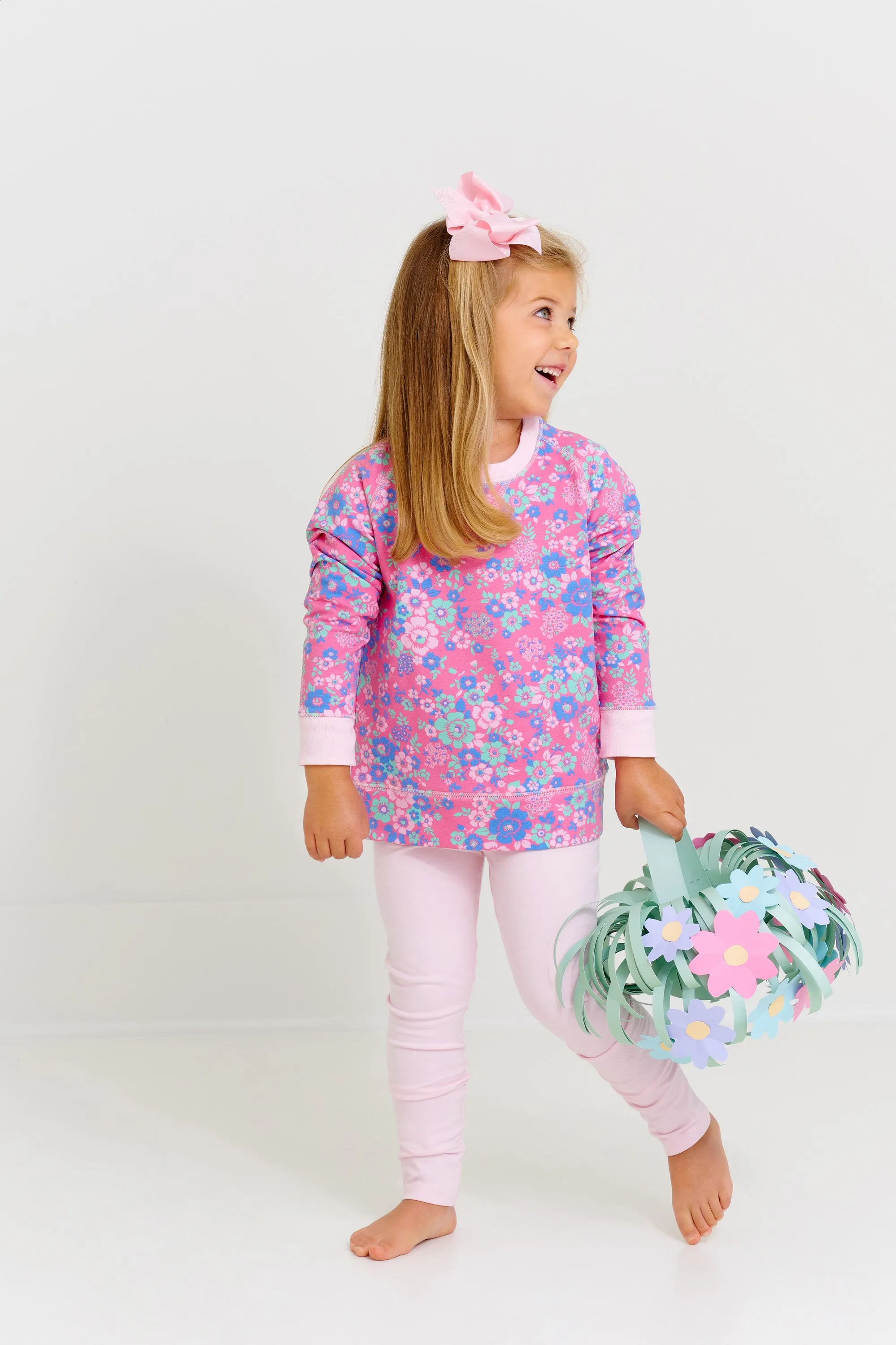 Cassidy Comfy Crewneck - Mt. Paran Mini Floral with Palm Beach Pink